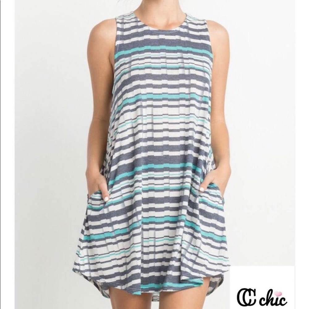 Seafoam green striped dress